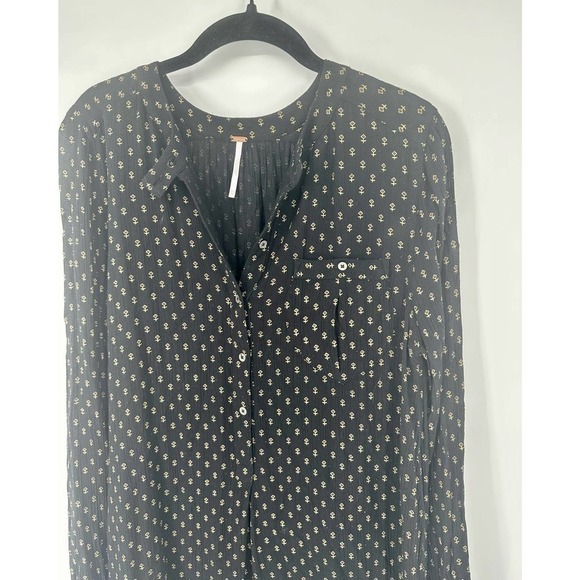 Free People Coal Combo Boho High Low Oversized Blouse size XS - Picture 3 of 7